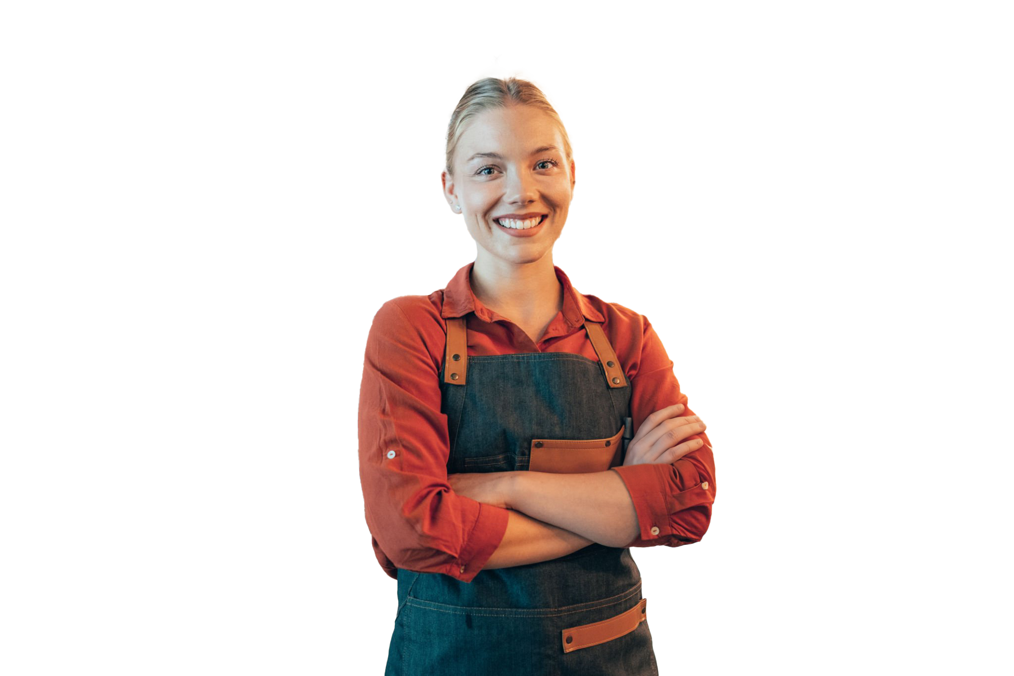 Happy worker standing with arms crossed