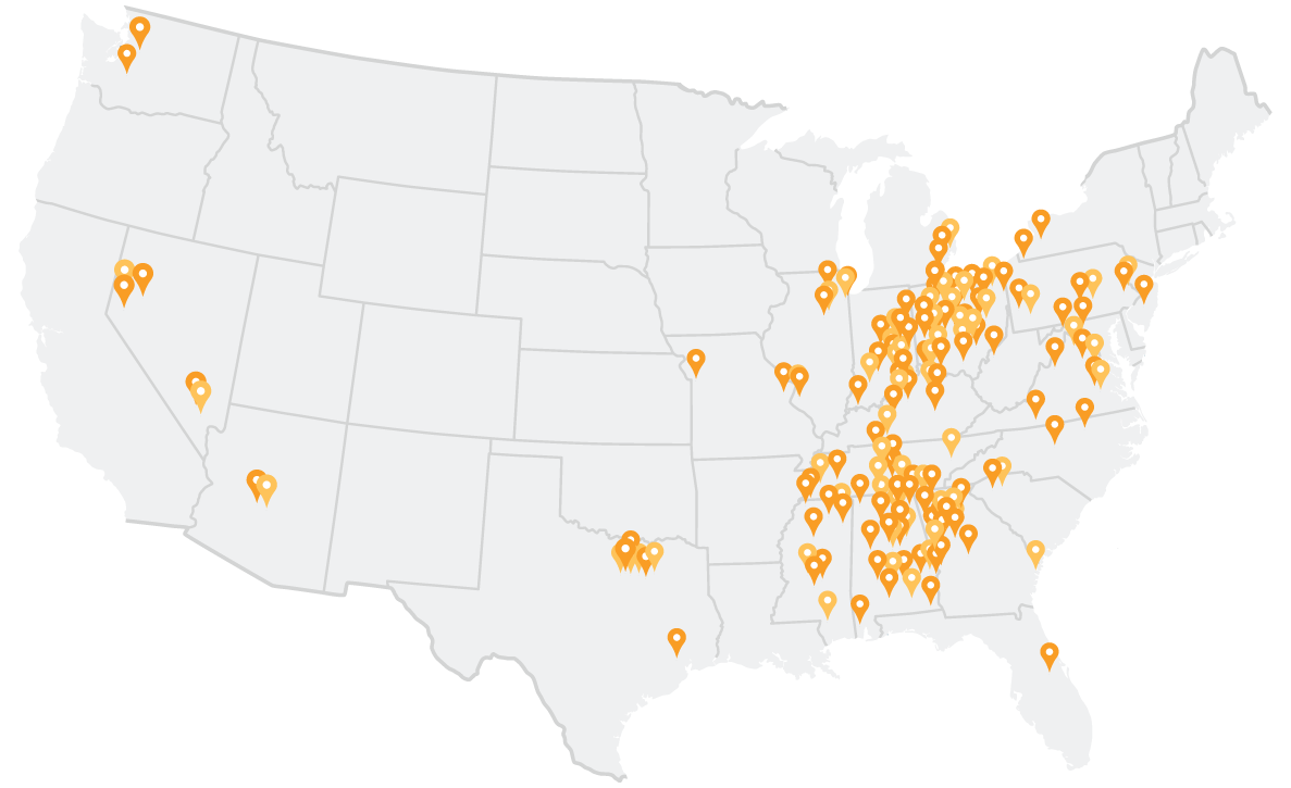 National map of SURGE Staffing Branches